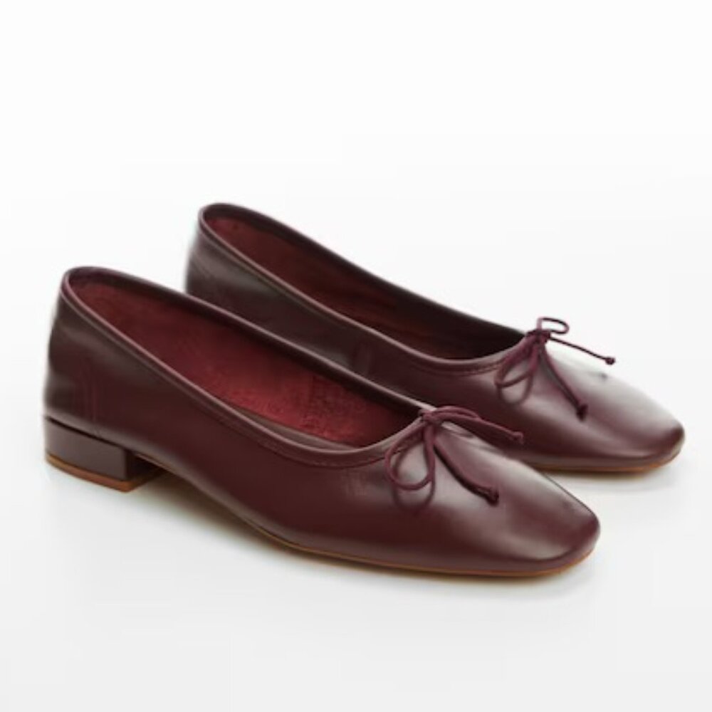 Burgundy Leather Ballet Flats